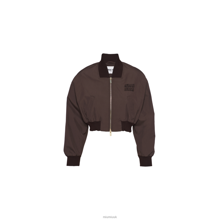 Ready To Wear Panama Cotton Bomber Jacket Miu Miu XH28Z452 Cocoa Brown