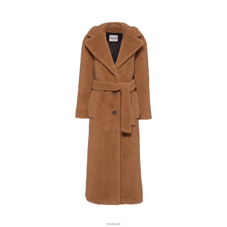 Ready To Wear Single-breasted Alpaca Coat Miu Miu XH28Z541 Camel Brown
