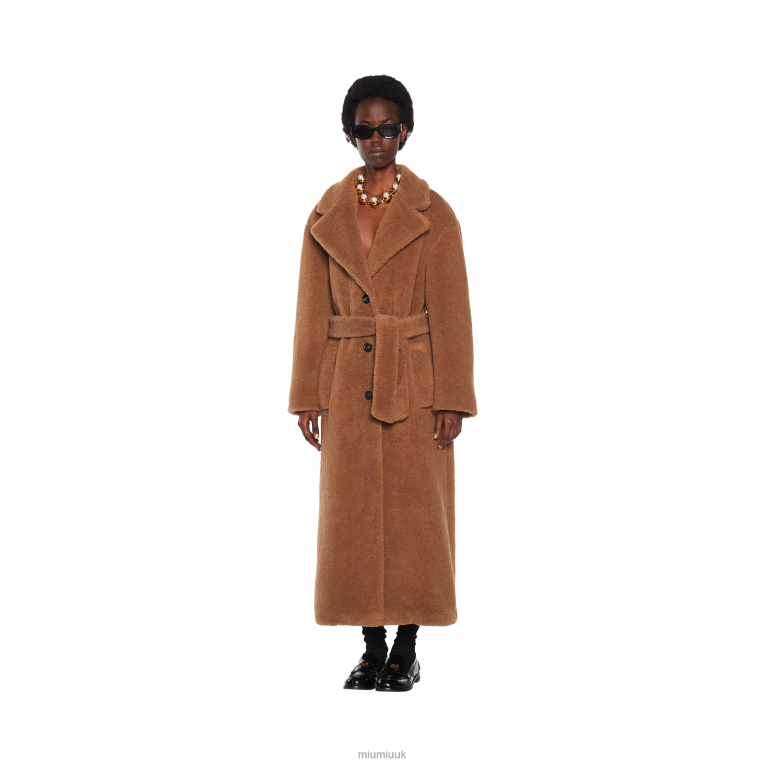 Ready To Wear Single-breasted Alpaca Coat Miu Miu XH28Z541 Camel Brown