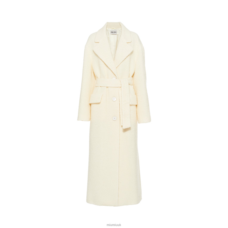 Ready To Wear Single-breasted Boucle Coat Miu Miu XH28Z542 White