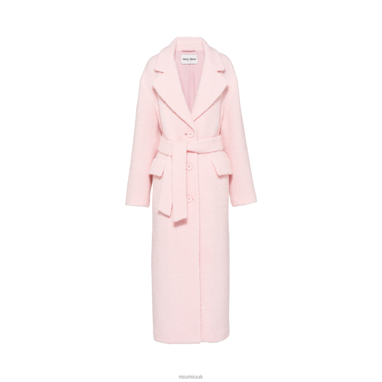 Ready To Wear Single-breasted Boucle Coat Miu Miu XH28Z543 Alabaster Pink