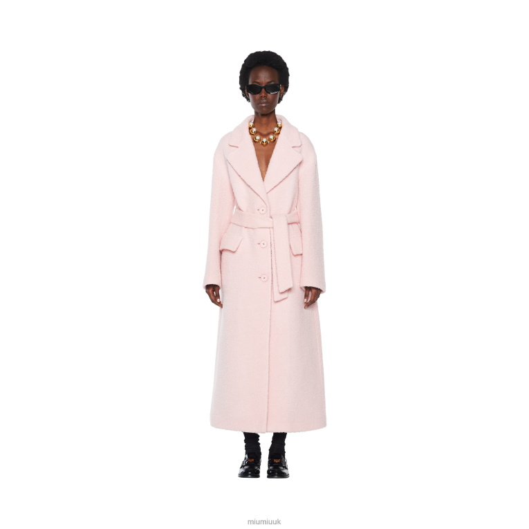 Ready To Wear Single-breasted Boucle Coat Miu Miu XH28Z543 Alabaster Pink