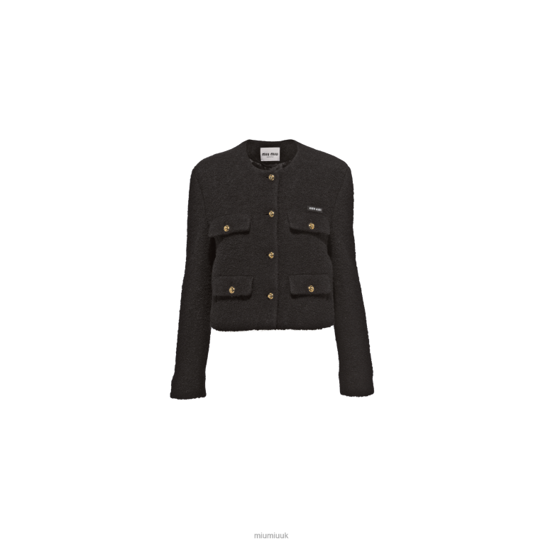 Ready To Wear Single-breasted Boucle Jacket Miu Miu XH28Z479 Black