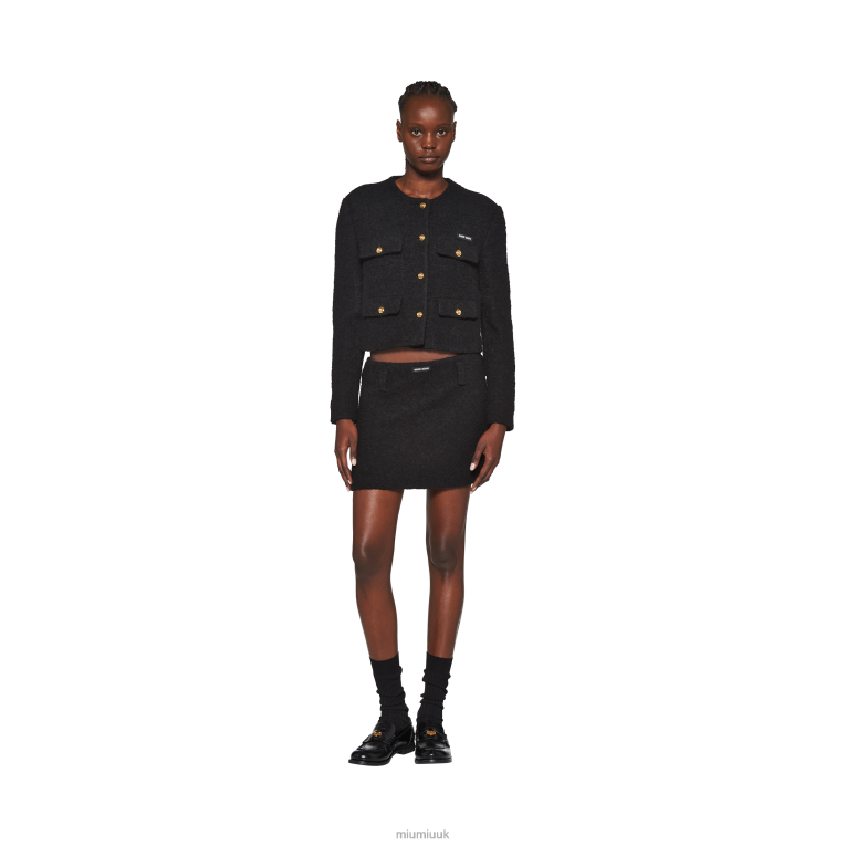 Ready To Wear Single-breasted Boucle Jacket Miu Miu XH28Z479 Black