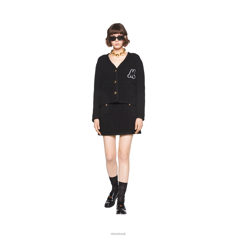 Ready To Wear Single-breasted Boucle Jacket Miu Miu XH28Z527 Black
