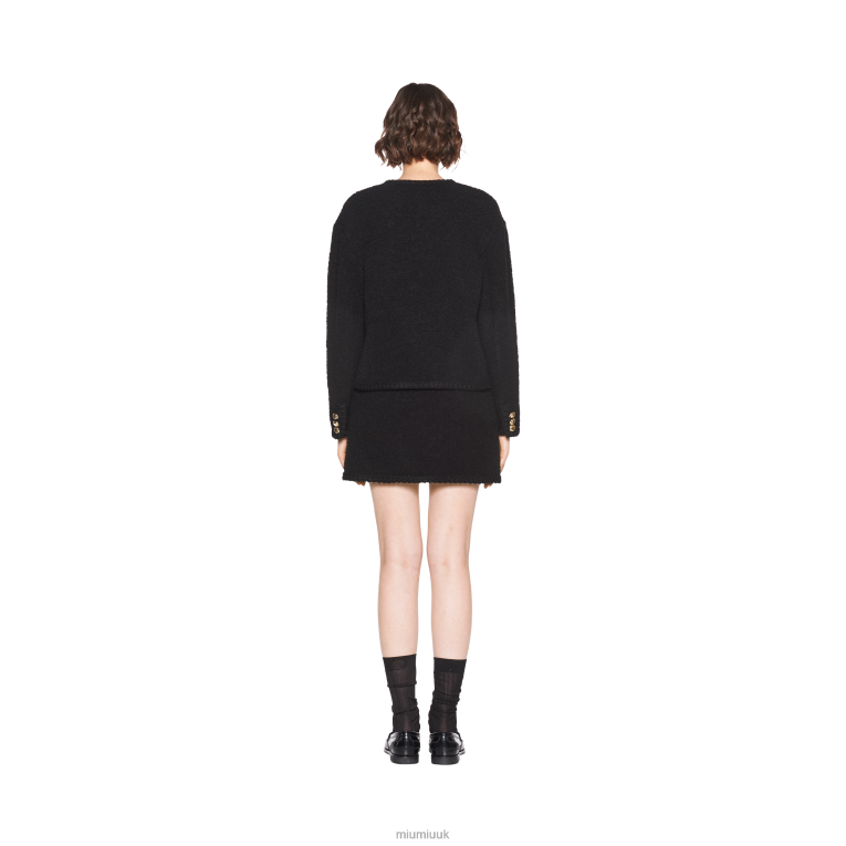 Ready To Wear Single-breasted Boucle Jacket Miu Miu XH28Z527 Black