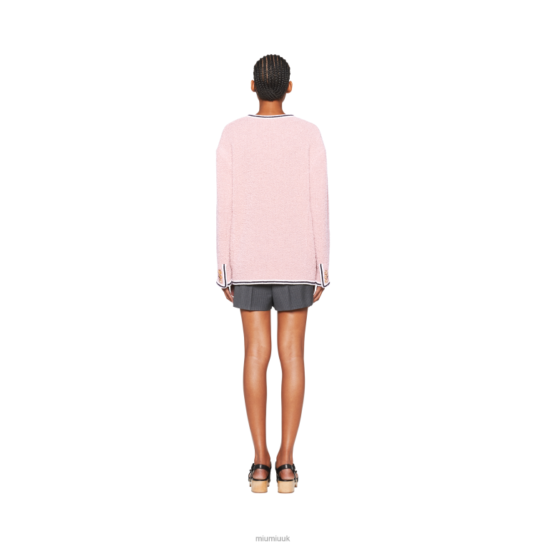 Ready To Wear Single-breasted Boucle Jacket Miu Miu XH28Z555 Pink