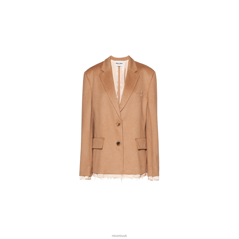 Ready To Wear Single-breasted Camel Hair Jacket Miu Miu XH28Z459 Camel Brown