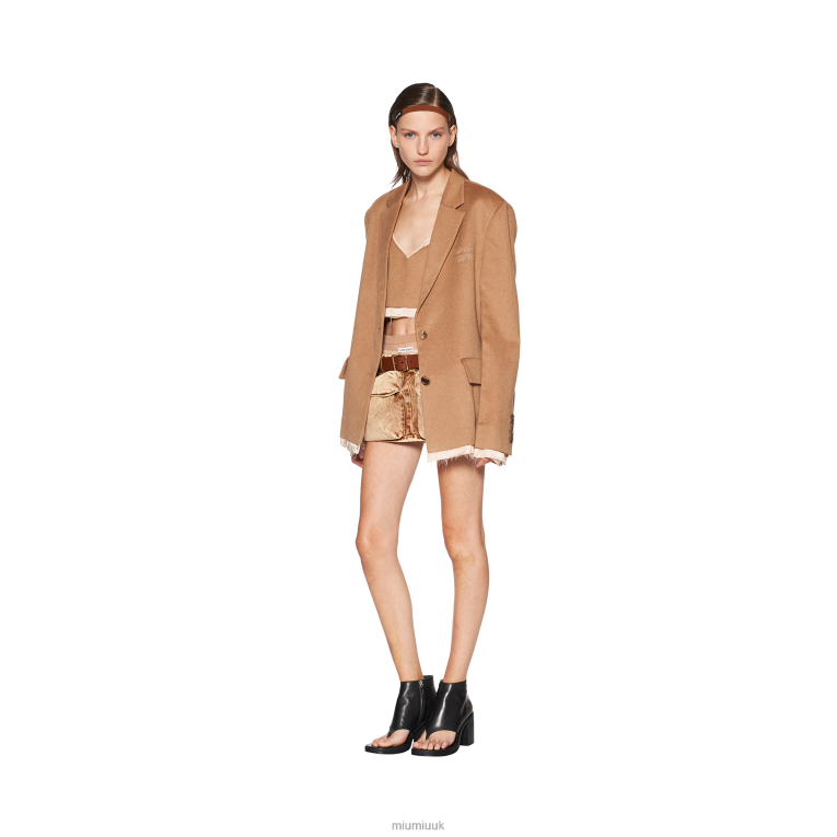 Ready To Wear Single-breasted Camel Hair Jacket Miu Miu XH28Z459 Camel Brown