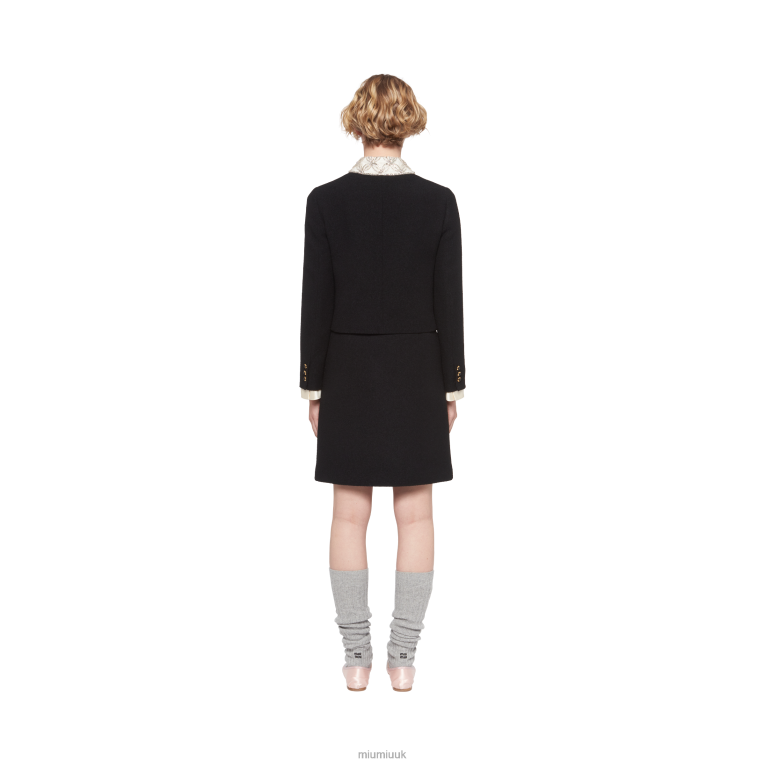 Ready To Wear Single-breasted Embroidered Boucle Jacket Miu Miu XH28Z519 Black