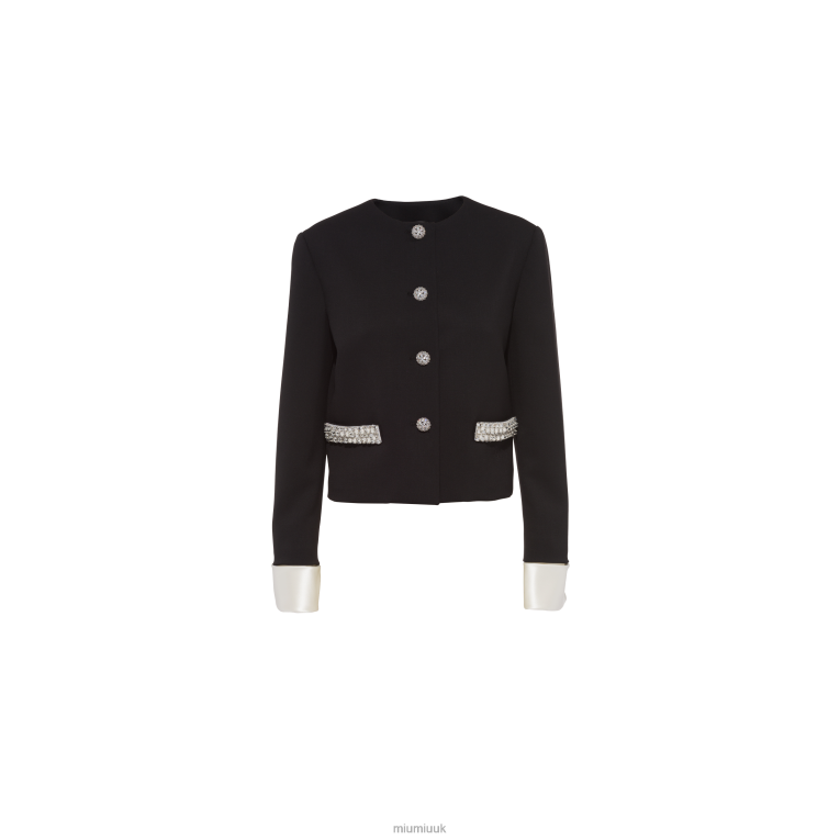Ready To Wear Single-breasted Grain De Poudre Jacket Miu Miu XH28Z490 Black