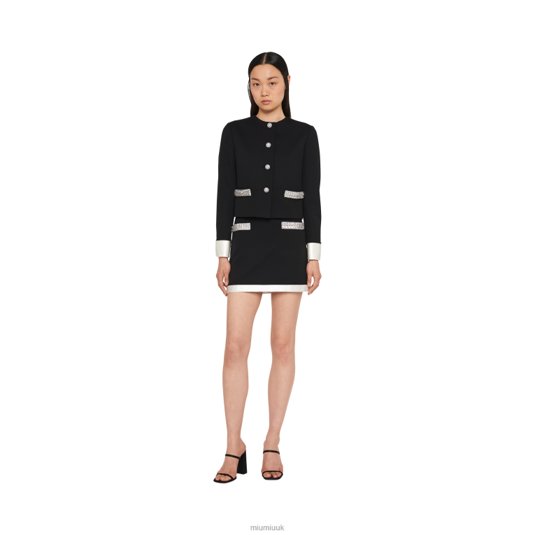 Ready To Wear Single-breasted Grain De Poudre Jacket Miu Miu XH28Z490 Black
