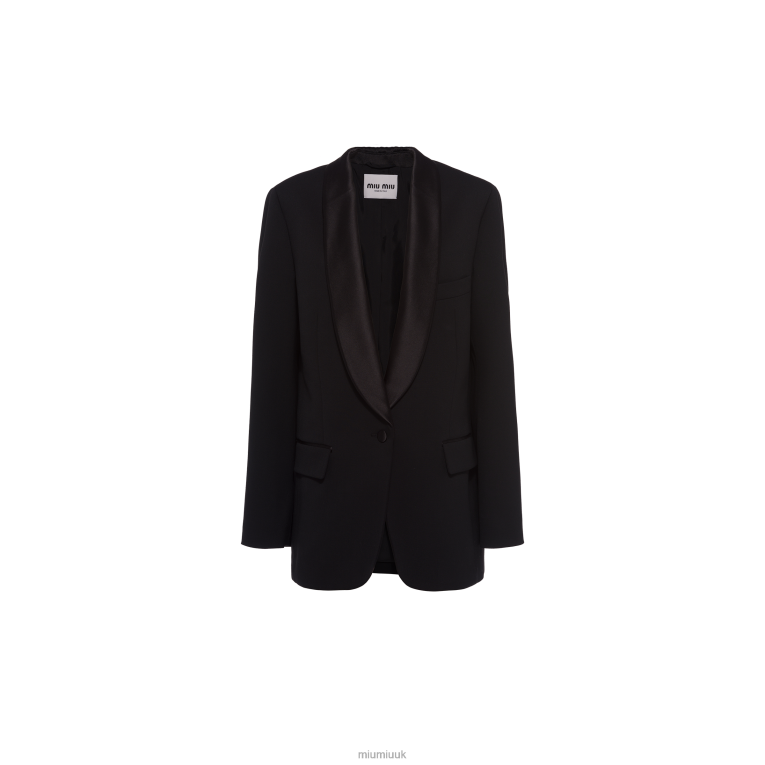 Ready To Wear Single-breasted Grain De Poudre Jacket Miu Miu XH28Z532 Black