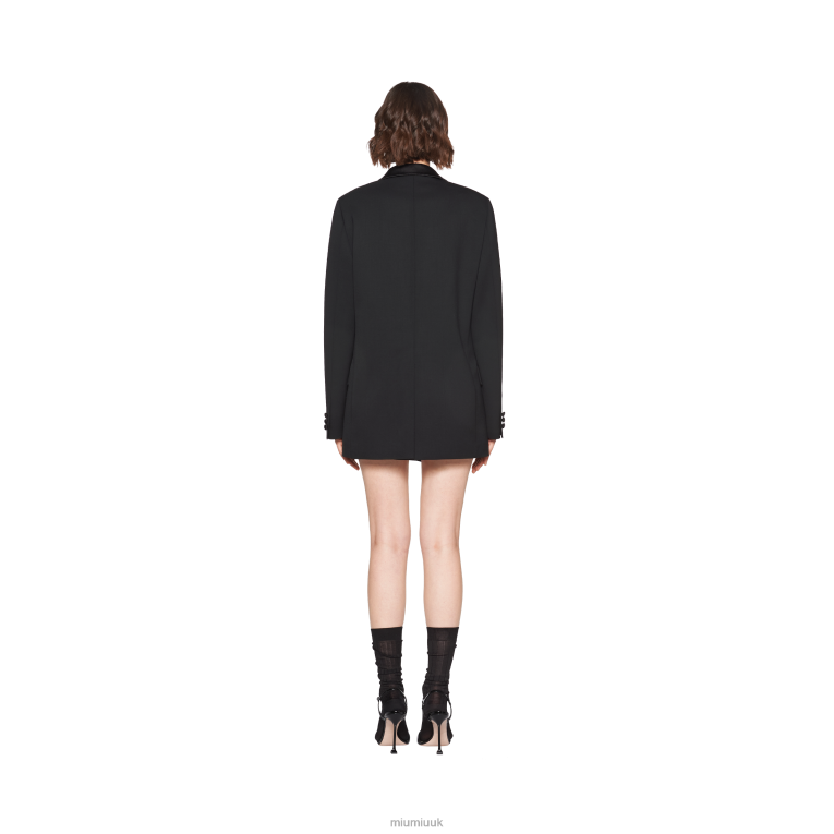 Ready To Wear Single-breasted Grain De Poudre Jacket Miu Miu XH28Z532 Black