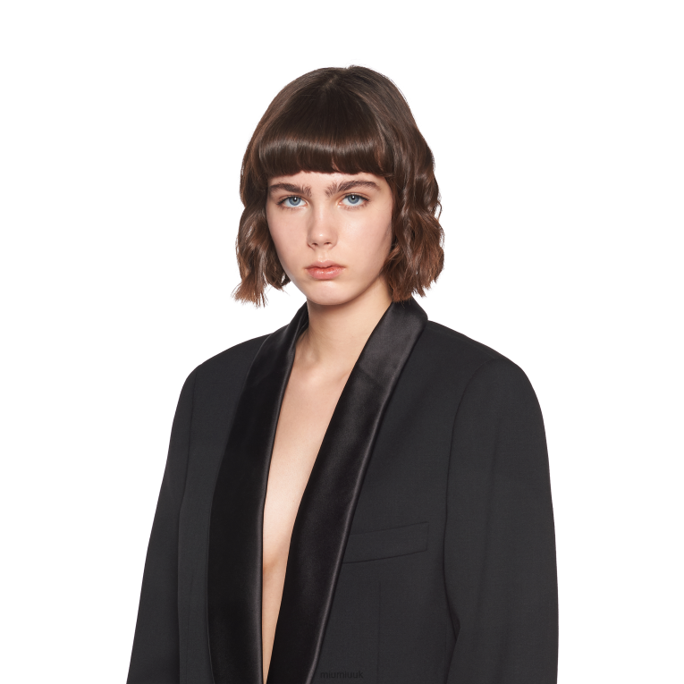 Ready To Wear Single-breasted Grain De Poudre Jacket Miu Miu XH28Z532 Black