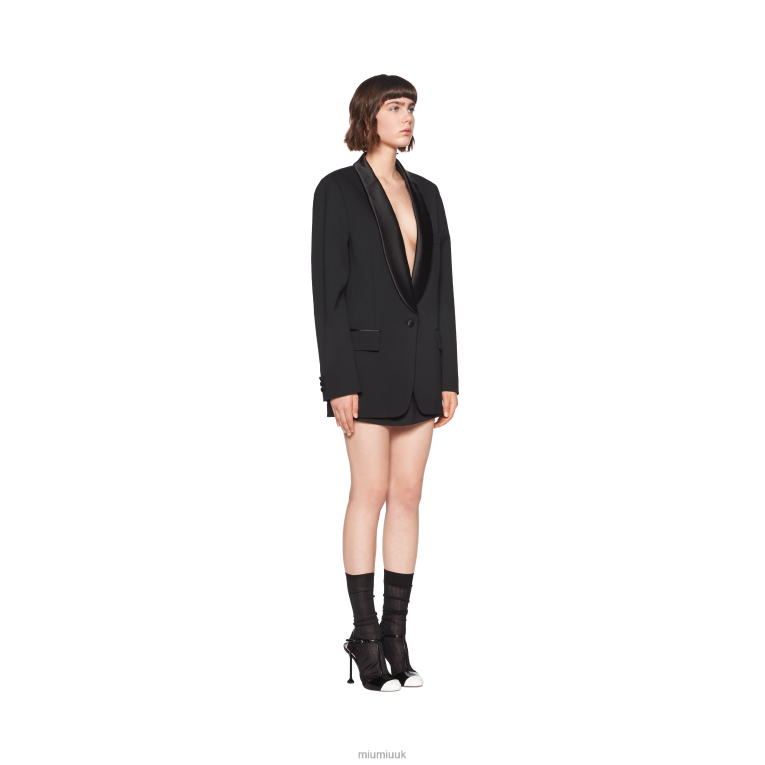 Ready To Wear Single-breasted Grain De Poudre Jacket Miu Miu XH28Z532 Black