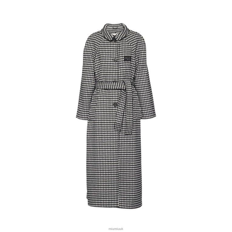 Ready To Wear Single-breasted Houndstooth Check Coat Miu Miu XH28Z539 Black