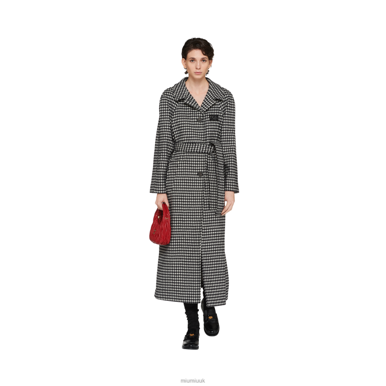 Ready To Wear Single-breasted Houndstooth Check Coat Miu Miu XH28Z539 Black