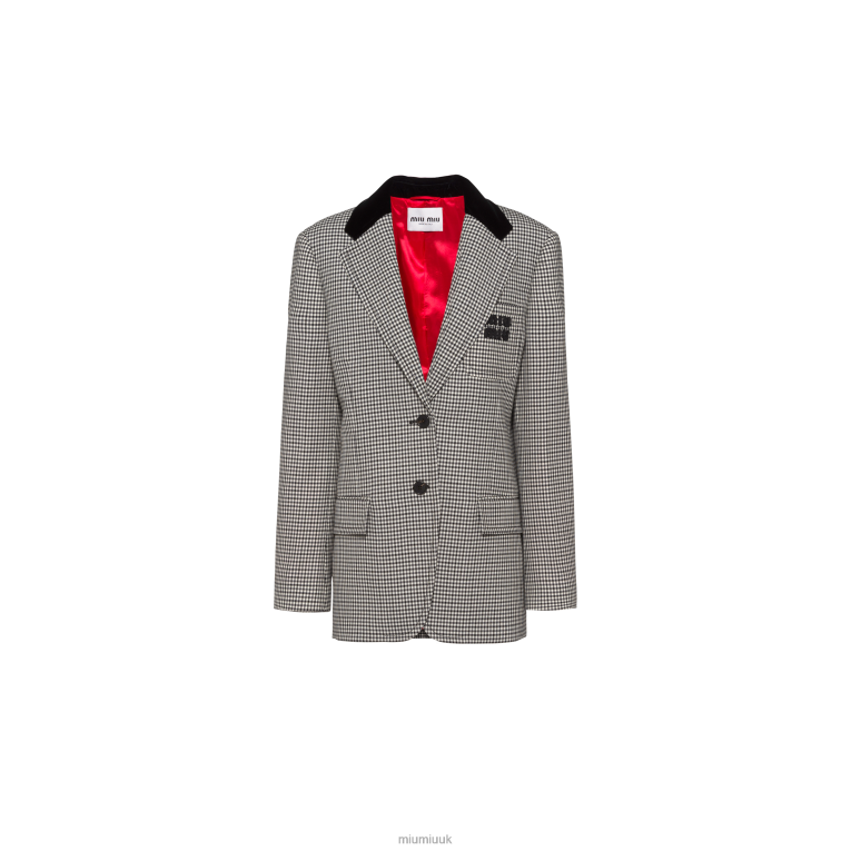 Ready To Wear Single-breasted Houndstooth Check Jacket Miu Miu XH28Z529 Black