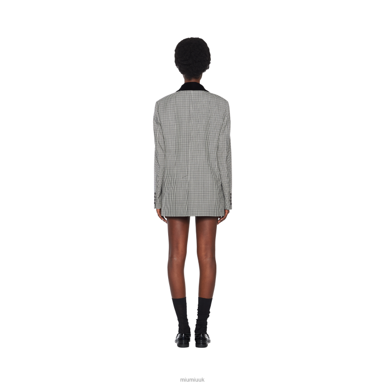 Ready To Wear Single-breasted Houndstooth Check Jacket Miu Miu XH28Z529 Black