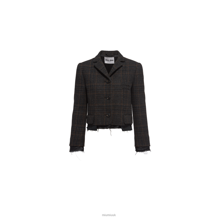 Ready To Wear Single-breasted Plaid Jacket Miu Miu XH28Z505 Ebony