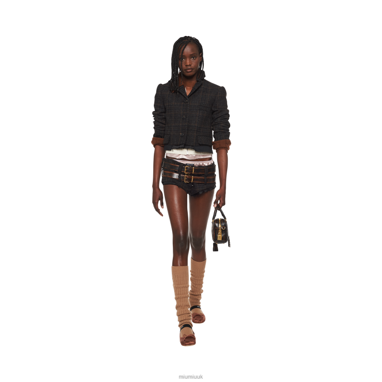 Ready To Wear Single-breasted Plaid Jacket Miu Miu XH28Z505 Ebony
