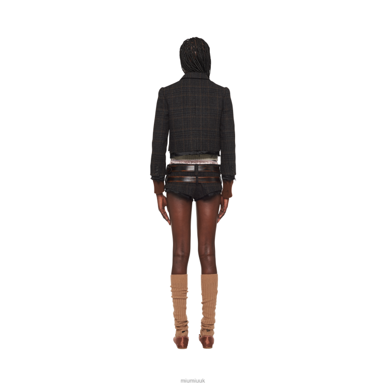 Ready To Wear Single-breasted Plaid Jacket Miu Miu XH28Z505 Ebony