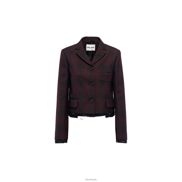 Ready To Wear Single-breasted Plaid Jacket Miu Miu XH28Z514 Burgundy