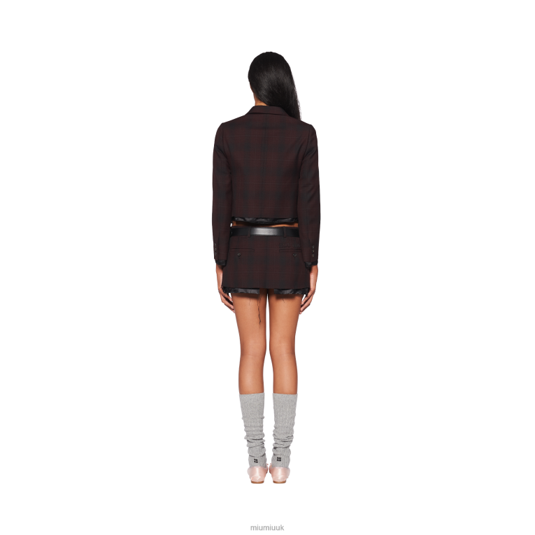 Ready To Wear Single-breasted Plaid Jacket Miu Miu XH28Z514 Burgundy
