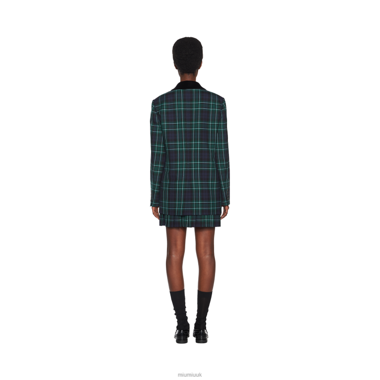 Ready To Wear Single-breasted Plaid Jacket Miu Miu XH28Z530 Navy