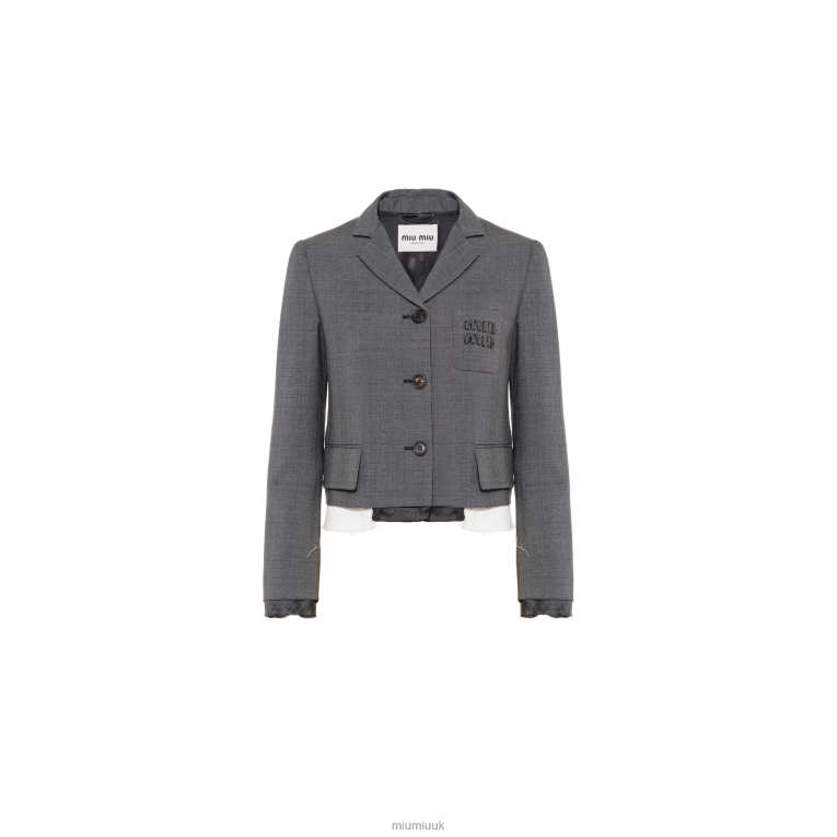 Ready To Wear Single-breasted Prince Of Wales Check Jacket Miu Miu XH28Z547 Slate Gray