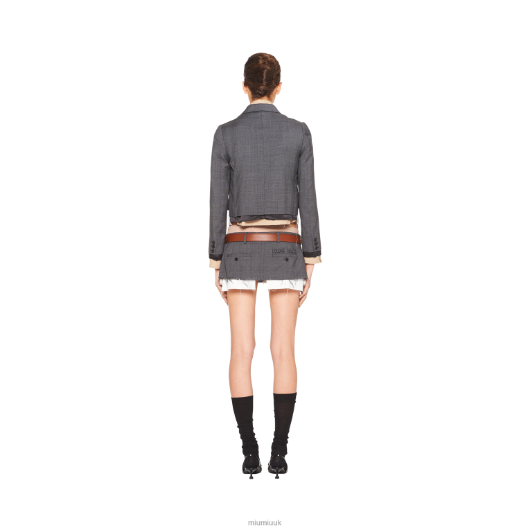 Ready To Wear Single-breasted Prince Of Wales Check Jacket Miu Miu XH28Z547 Slate Gray