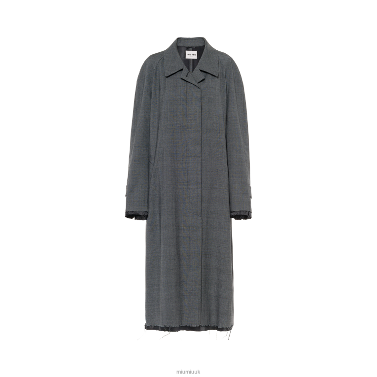 Ready To Wear Single-breasted Prince Of Wales Check Wool Coat Miu Miu XH28Z550 Slate Gray