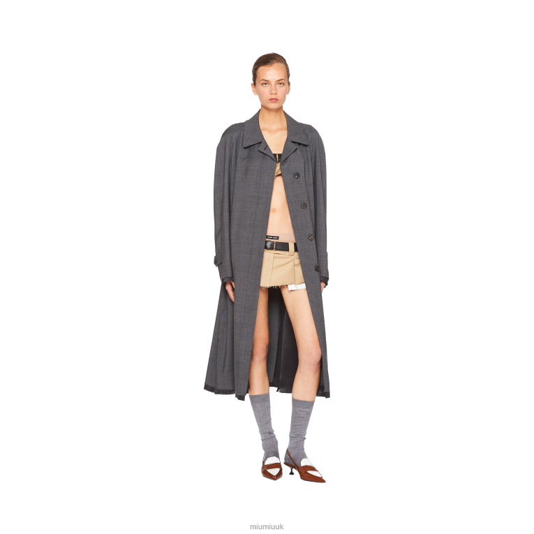 Ready To Wear Single-breasted Prince Of Wales Check Wool Coat Miu Miu XH28Z550 Slate Gray