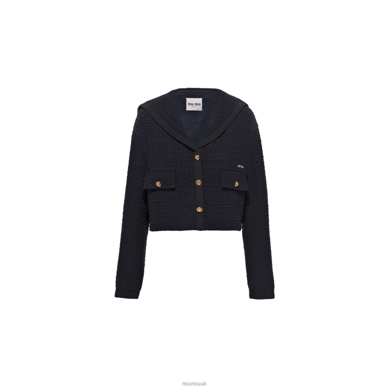Ready To Wear Single-breasted Tweed Jacket Miu Miu XH28Z484 Navy