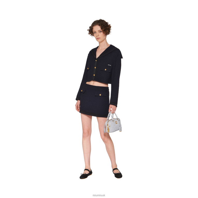 Ready To Wear Single-breasted Tweed Jacket Miu Miu XH28Z484 Navy