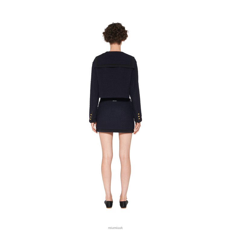 Ready To Wear Single-breasted Tweed Jacket Miu Miu XH28Z484 Navy