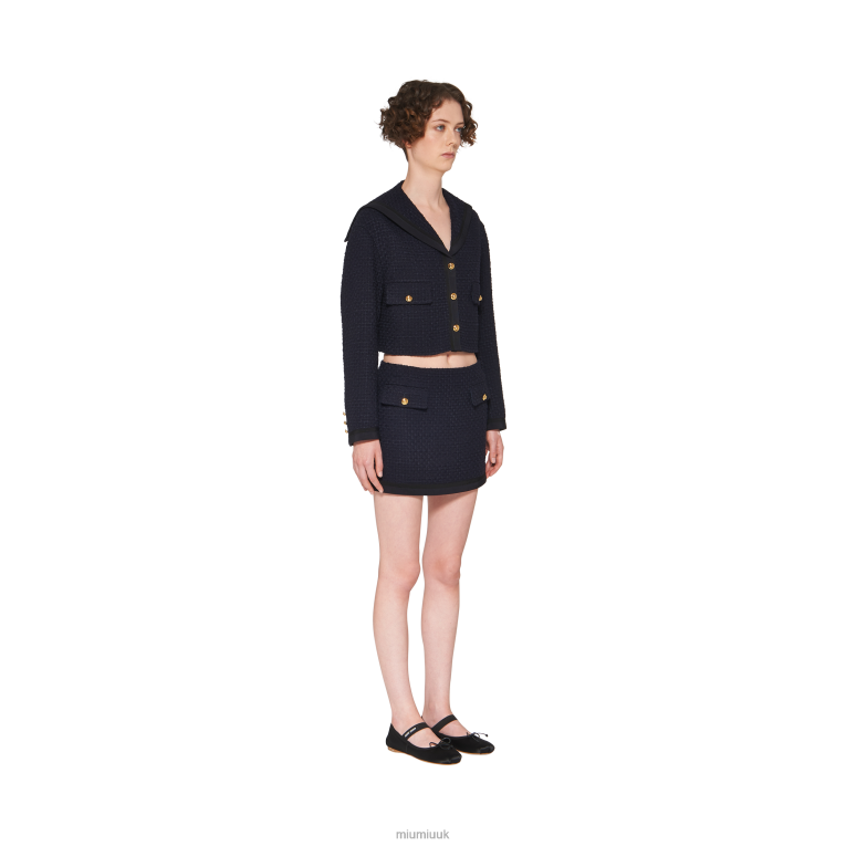 Ready To Wear Single-breasted Tweed Jacket Miu Miu XH28Z484 Navy