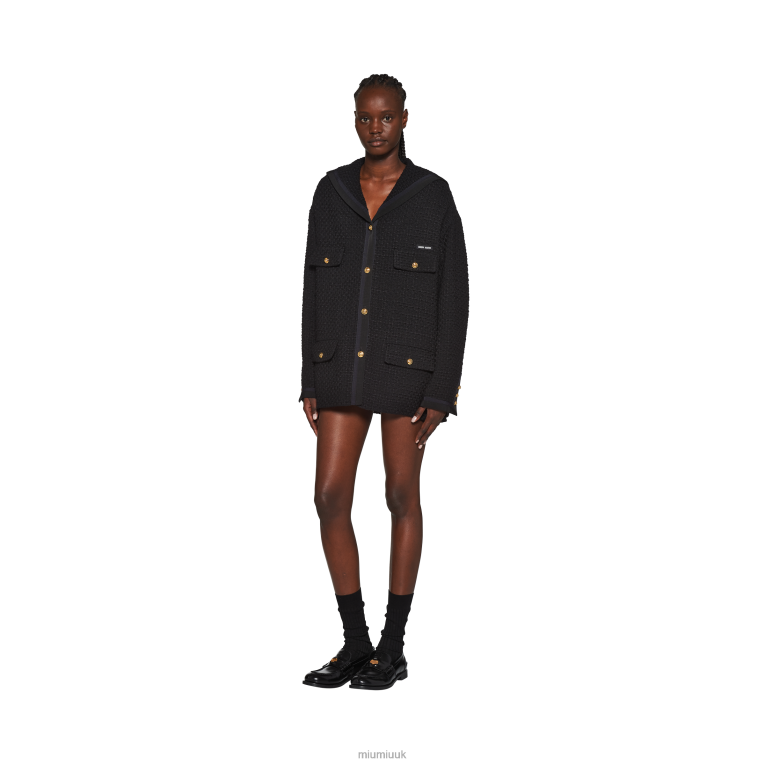 Ready To Wear Single-breasted Tweed Jacket Miu Miu XH28Z485 Black
