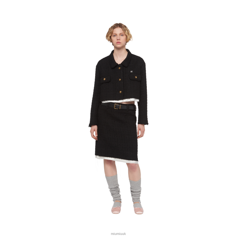 Ready To Wear Single-breasted Tweed Jacket Miu Miu XH28Z515 Black