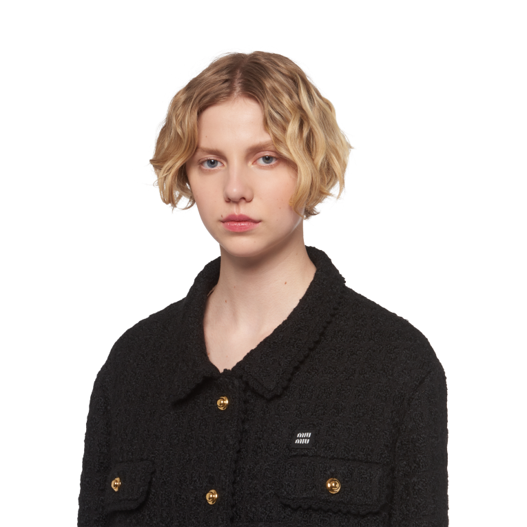 Ready To Wear Single-breasted Tweed Jacket Miu Miu XH28Z515 Black