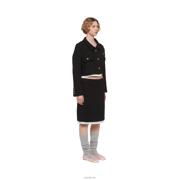 Ready To Wear Single-breasted Tweed Jacket Miu Miu XH28Z515 Black
