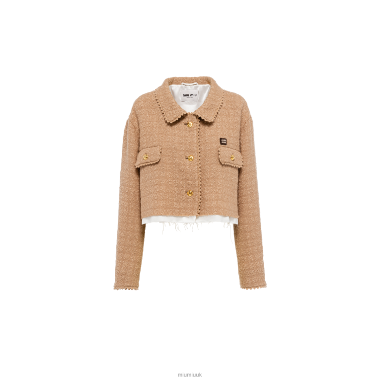 Ready To Wear Single-breasted Tweed Jacket Miu Miu XH28Z516 Camel Brown