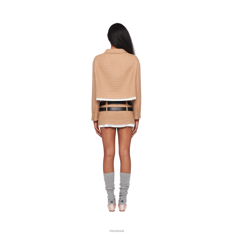 Ready To Wear Single-breasted Tweed Jacket Miu Miu XH28Z516 Camel Brown