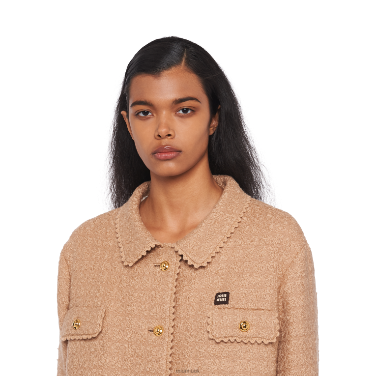 Ready To Wear Single-breasted Tweed Jacket Miu Miu XH28Z516 Camel Brown