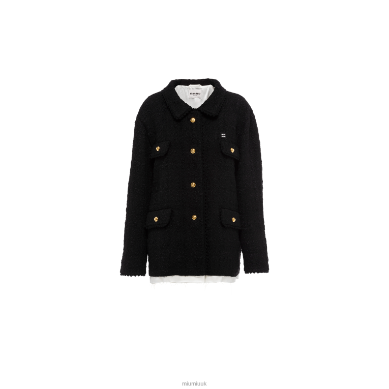 Ready To Wear Single-breasted Tweed Jacket Miu Miu XH28Z521 Black