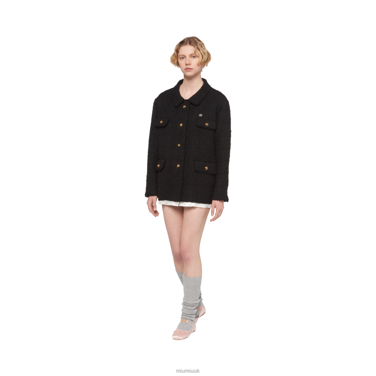 Ready To Wear Single-breasted Tweed Jacket Miu Miu XH28Z521 Black
