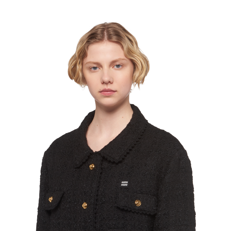 Ready To Wear Single-breasted Tweed Jacket Miu Miu XH28Z521 Black