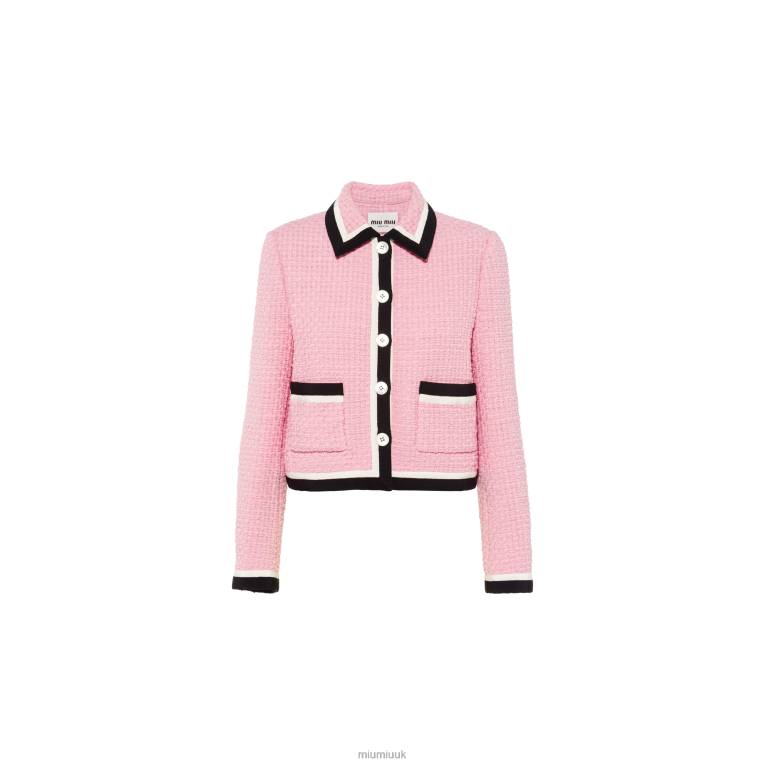 Ready To Wear Single-breasted Tweed Jacket Miu Miu XH28Z528 Pink