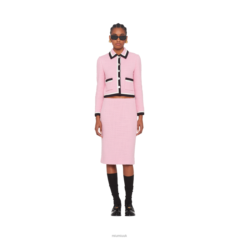 Ready To Wear Single-breasted Tweed Jacket Miu Miu XH28Z528 Pink